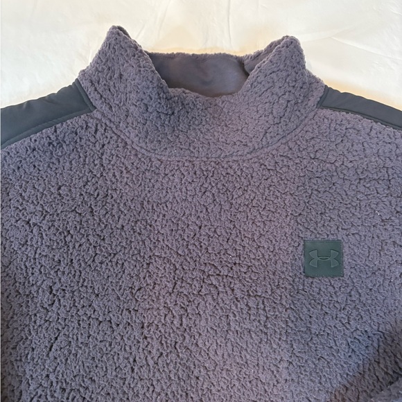 Women’s Under Armour Sherpa Fleece Mock Neck Gray Sweater Size M - Picture 3 of 6